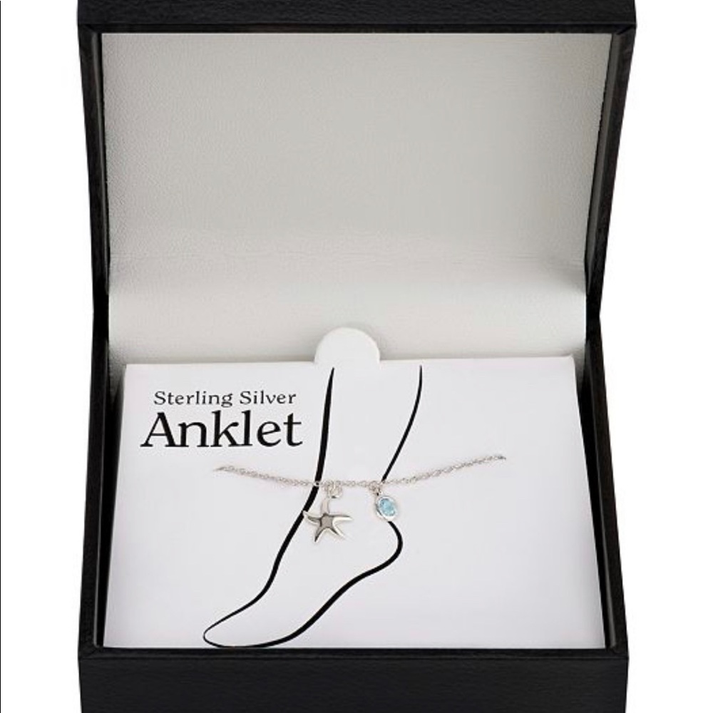 Blue Topaz & Starfish Charm Ankle Bracelet - Picture 4 of 4
